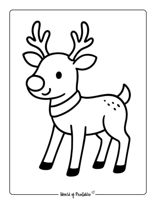 Cute Reindeer Coloring Picture for Preschoolers