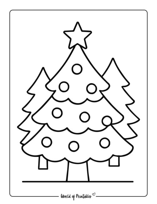 Cute and Simple Star Christmas Tree Coloring Page