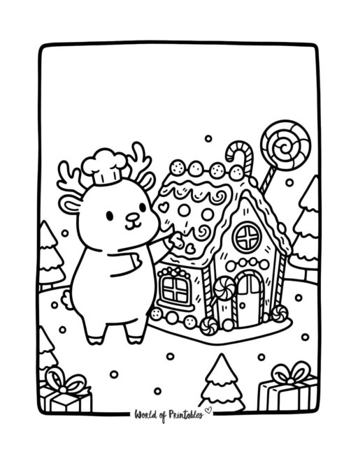 Cute and Sweet Reindeer Coloring Page
