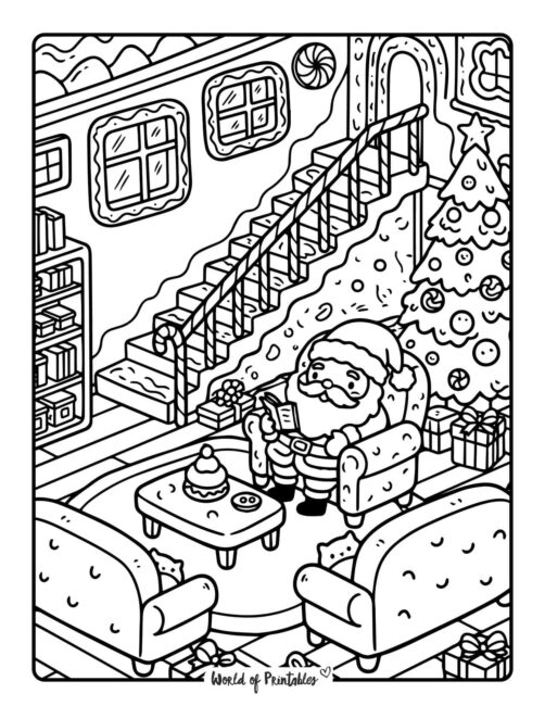 Detailed Whimsical Santa Coloring Pages