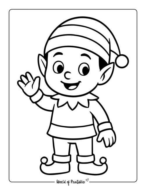 Easy Bold Elf Coloring Page