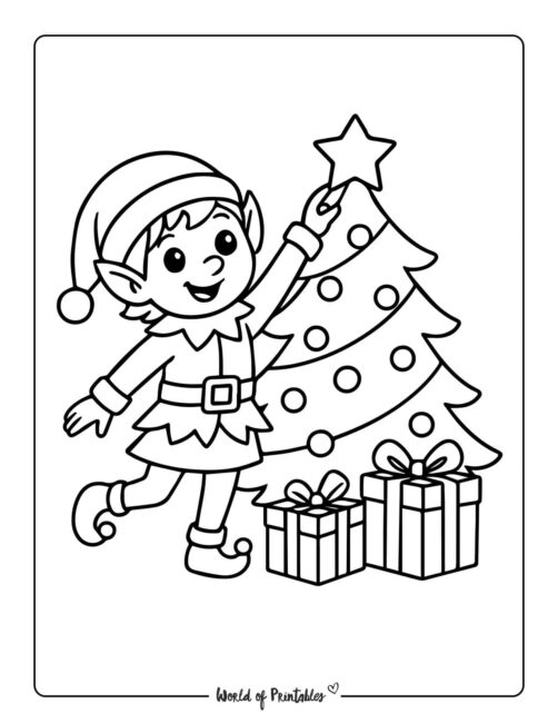 Easy Elf Coloring Page