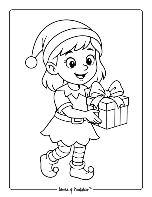 Easy Girl Elf Coloring Page