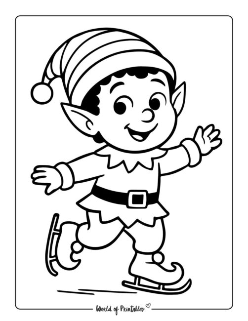 Easy Kids Elf Coloring Pages