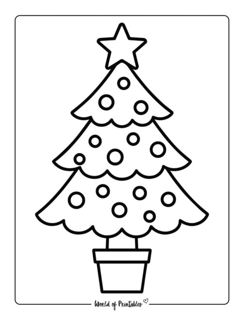 Easy and Bold Christmas Tree Coloring Page