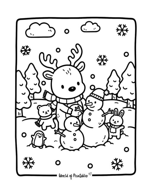 Festive Reindeer Coloring Page