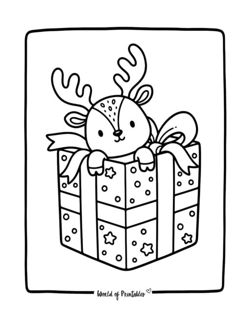 Festive Reindeer Coloring Page for Kids and Adults