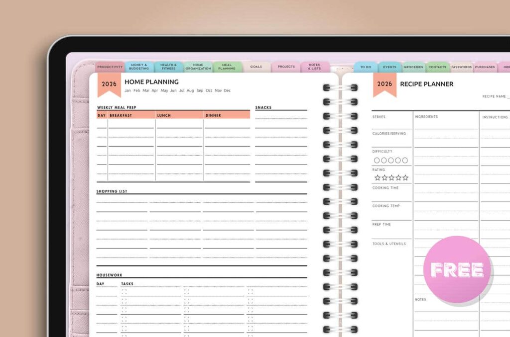 Free Digital Home Planner and Recipes
