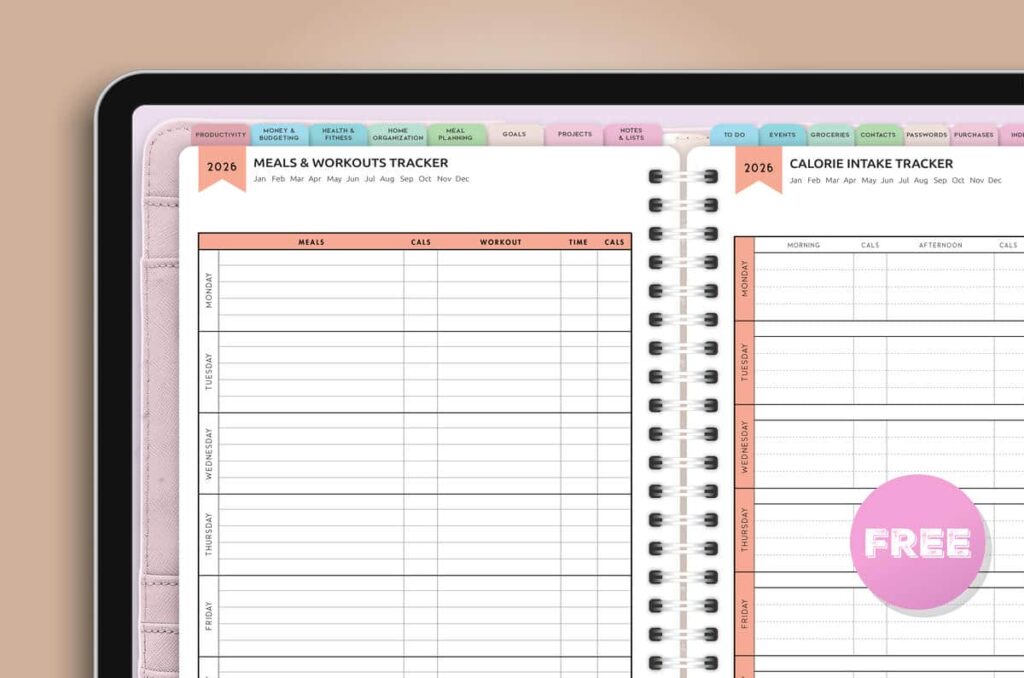 Free Digital Meals and Workouts Tracker