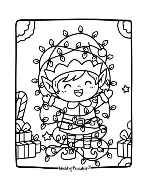 Fun Elf Christmas Coloring Page