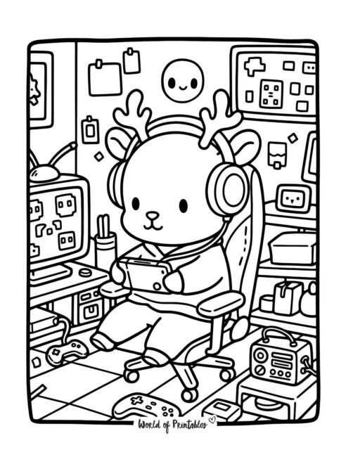 Fun Reindeer Christmas Coloring Page