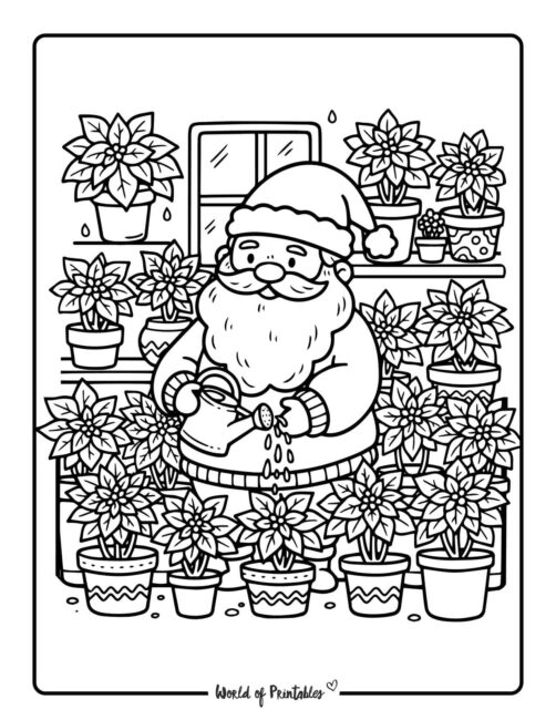 Gardening Santa Claus Coloring Pages