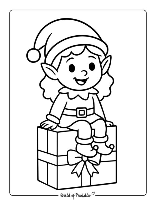 Girl Elf Coloring Page for Toddlers