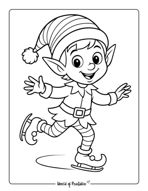 Happy Elf Coloring Page