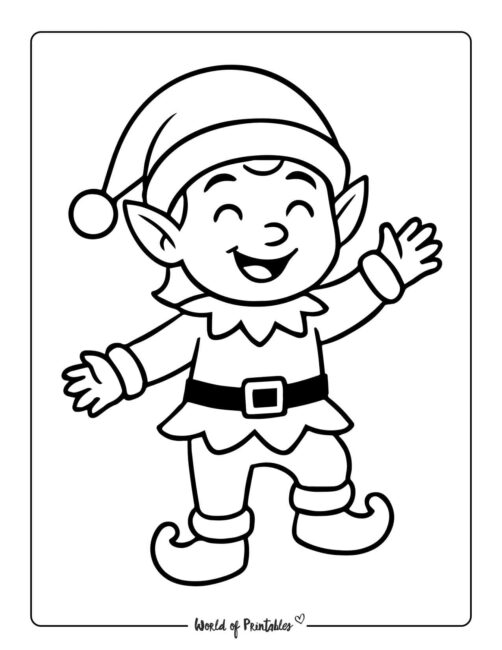 Happy Little Elf Coloring Page
