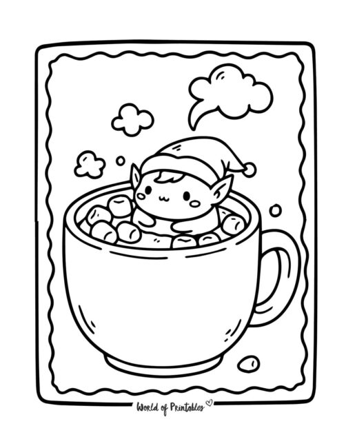 Hot Cocoa Elf Coloring Page