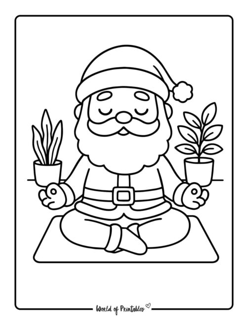 Meditating Santa Coloring Sheets