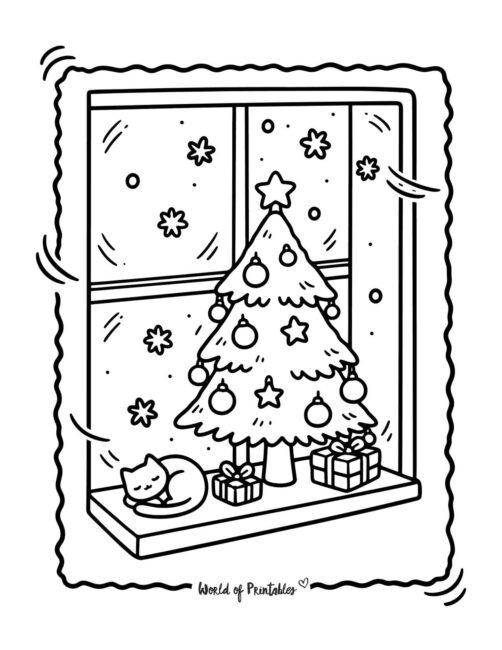 Miniature Christmas Tree Nook Coloring Page