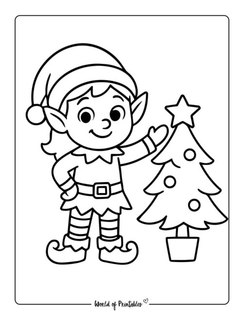Preschool Elf Coloring Pages
