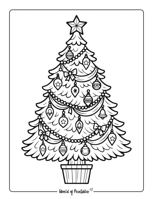 Pretty Christmas Tree Coloring Page