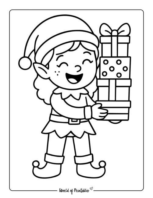 Printable Elf Coloring Pages for Toddlers