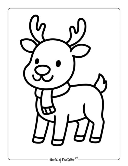 Reindeer Coloring Page Simple Design