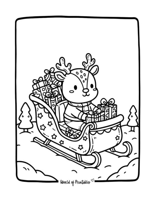 Reindeer Coloring Page with Cozy Winter Theme