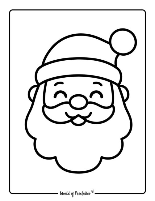Santa Face Coloring Page for Toddlers