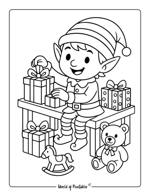 Simple Elf Coloring Page for Kids