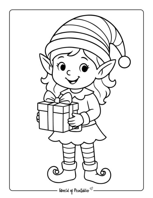 Simple Girl Elf Coloring Page for Kids