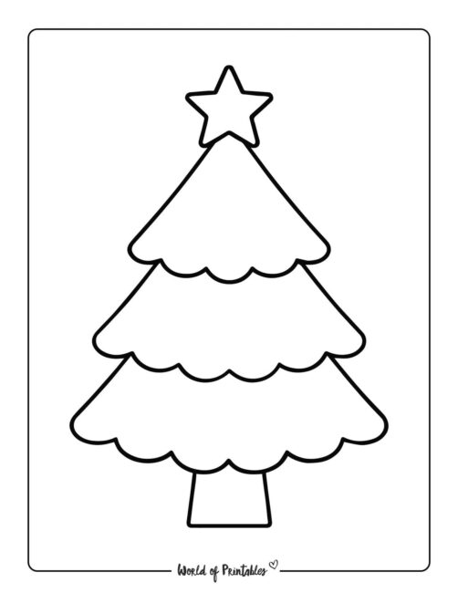 Simple Outline Christmas Tree Coloring Page