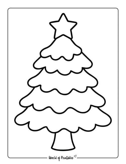 Simple Star Christmas Tree Coloring Page