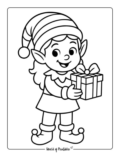 Simple Toddler Elf Coloring Page
