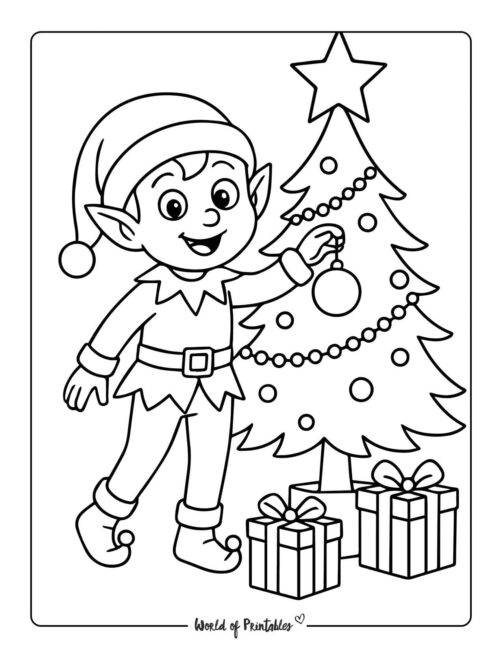 Simple and Easy Elf Coloring Page