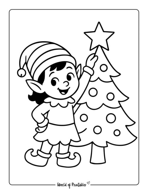 Simple and Easy Girl Elf Coloring Page