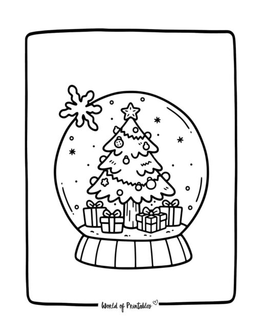 Cute Snow Globe Christmas Coloring Page