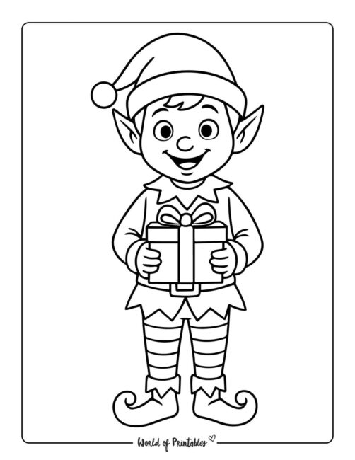 Super Simple Christmas Elf Coloring Page