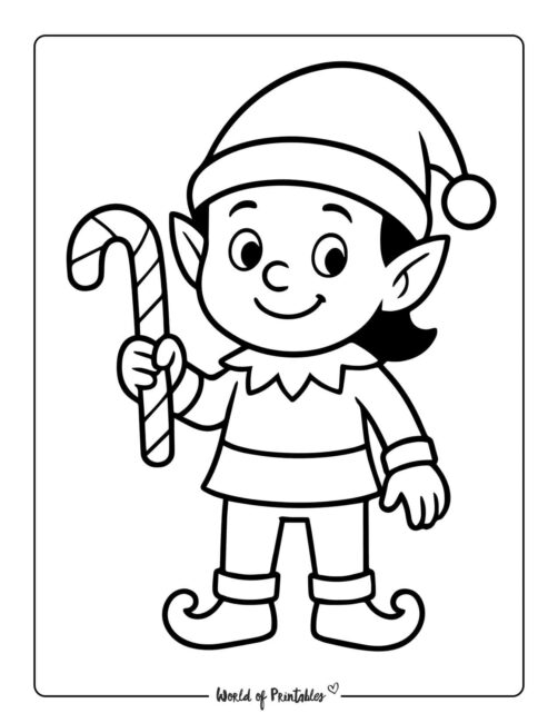 Toddler Elf Coloring Page