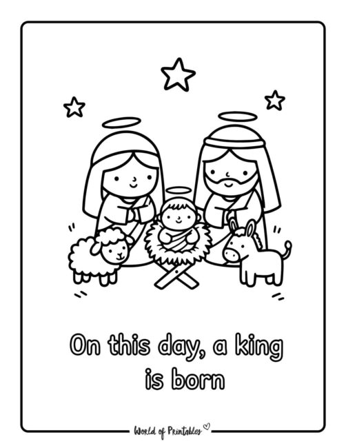 a king is born nativity coloring pages