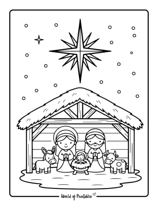 bold and easy nativity coloring book pages