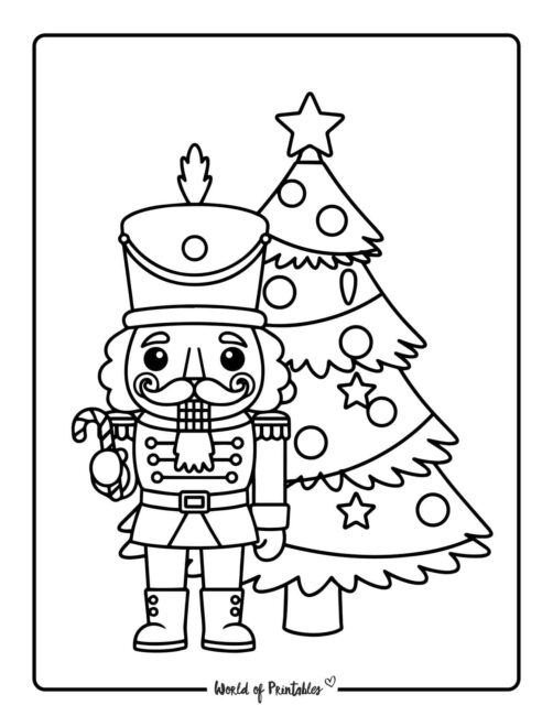 christmas nutcracker and tree coloring pages