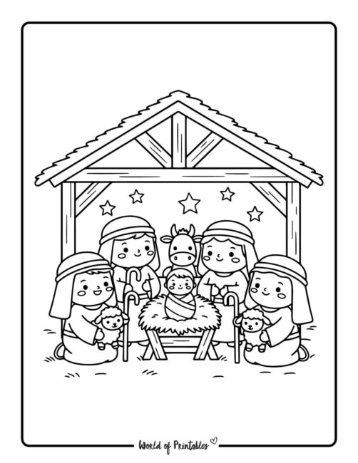 cute nativity scene coloring pages