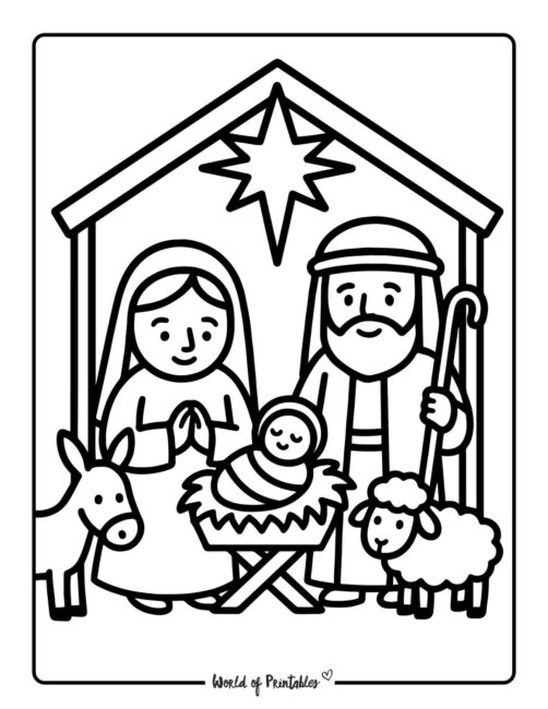 easy nativity coloring page