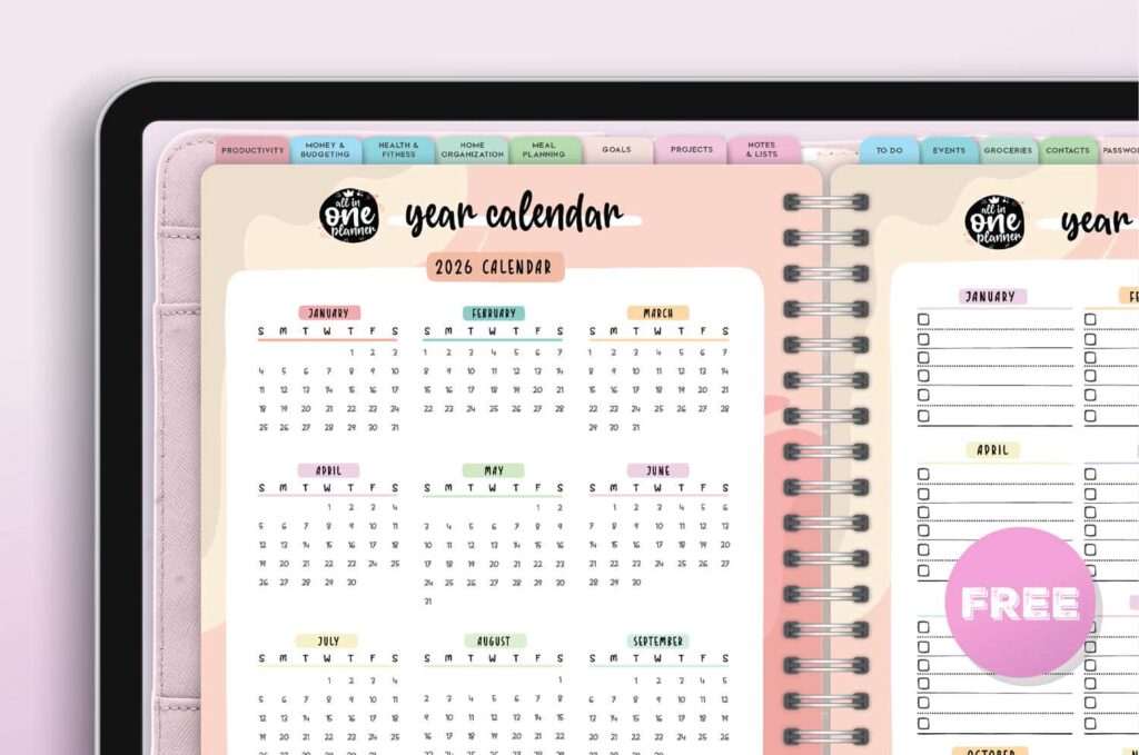 goodnotes calendar template