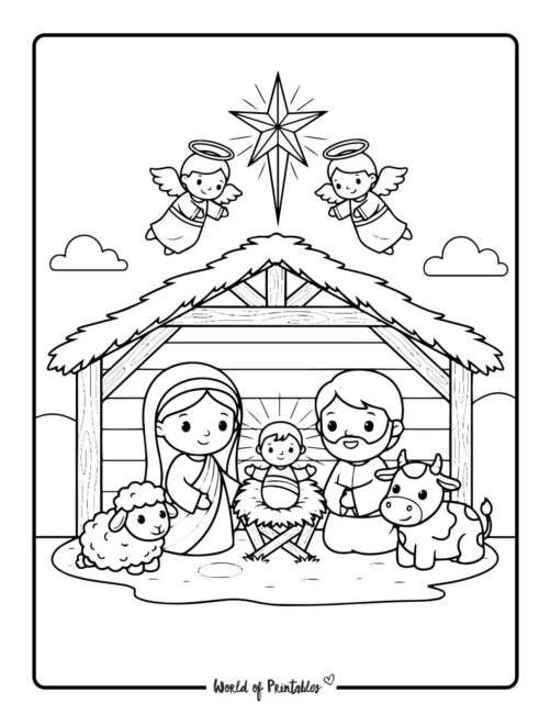 simple nativity outline coloring pages