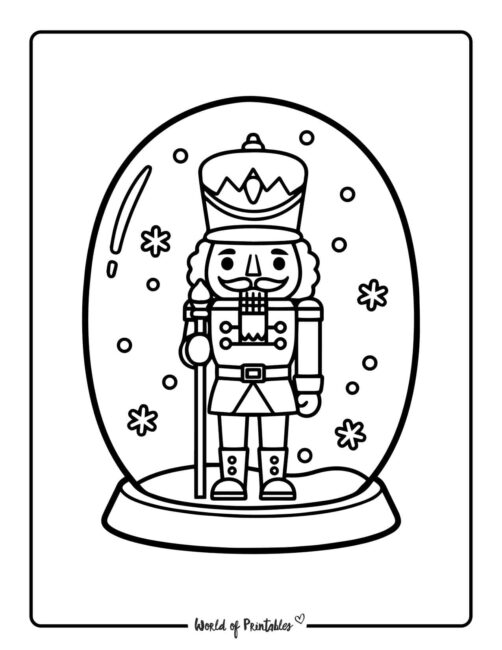 snow globe nutcracker christmas coloring pages