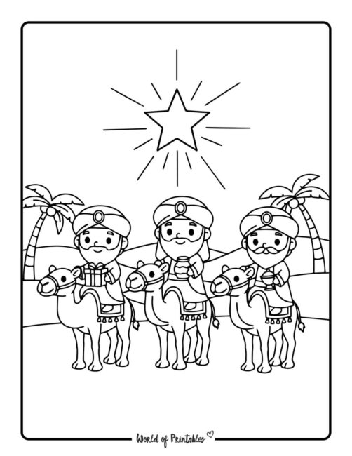 three wise men nativity scene coloring pages