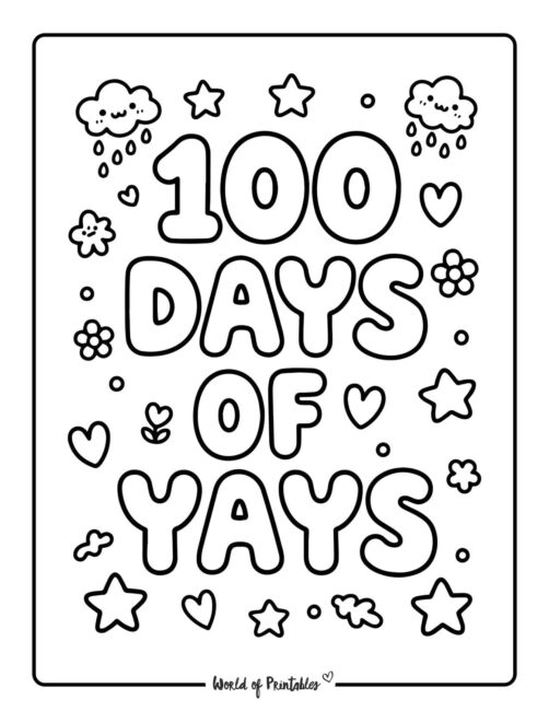 100 days of yays - 100th day of school coloring pages