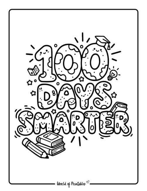 100 days smarter coloring pages for kids