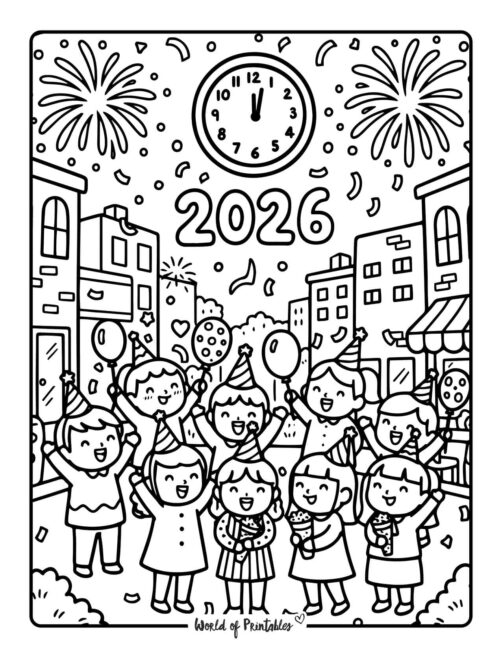 2026 countdown new year coloring pages for adults